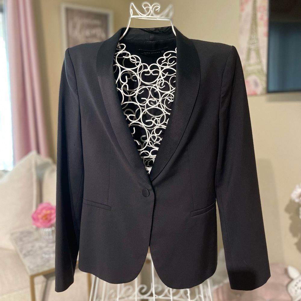 Zara Woman Black Tuxedo Blazer